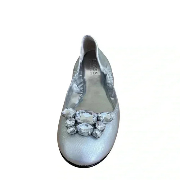 Guess by Marciano Silver Jeweled Ballet Flats Size 6.5 Bling Flashy Y2K - Picture 3 of 9